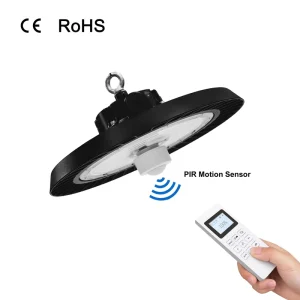 0-10V Dimmable Smart Sensor UFO LED High Bay Fixture IP65 Round Shape 100W 150W 240W Industrial Distribution Center Illumination