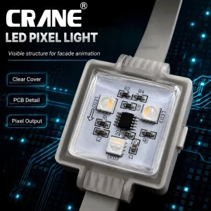 0.9W LED Pixel Light Square Model Flat Cable String for Architectural Column Bridge Project IP67 PC Building Facade
