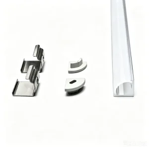 08*08mm 45 Degree Corner V Shape Extrusion LED Aluminum Channel Profile with Black Diffuser for Cabinet & Stair Lighting