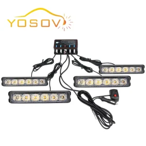 1 Drag 4 Car Hood Side Grille LED Flashing Lights High Brightness Universal for X5 City IP67 Protection Warning Lights