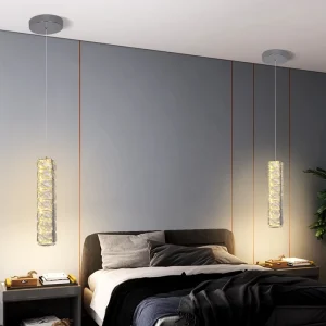 1 Heads Smart Remote Control Gold Led K9 Crystal Pendant Lamp Linear Light