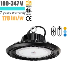 100-347V Dali Motion Sensor Dimmable Smart UFO 200W High Bay LED Light with Plug 30000lm Commercial Warehouse Workshop Lamp