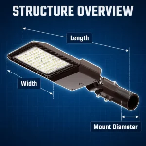 100W 400W High Lumen IP65 with Photocell Arm & Slip Fitter 2 in 1 Mount LED Street Light for Parking Lot Garage Barn Roadways