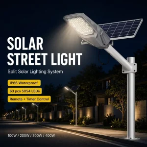 100W 400W High Power Solar Street Light Outdoor IP66 Waterproof LED Solar Lamp with Remote Motion Sensor for Garden