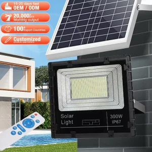 100W-500W Outdoor Solar LED Flood Light ABS Plastic IP67 Waterproof Road Street Lighting
