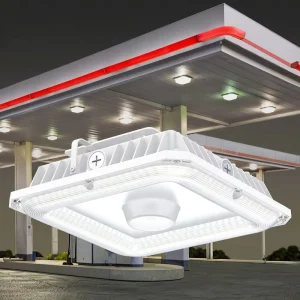 100W Canopy LED Parking Lot Light 3000K-5000K Temperature IP65 for Petrol Station Aluminium Garage Canopy Warehouse Landscape