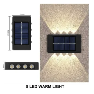 10LED Solar Wall Lamp Outdoor Waterproof up and Down Solar Lights Luminous Lighting Decoration Stair Fence Sunlight Garden Light