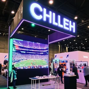 10×10 LED Video Wall Trade Show Booth with SEG Lightbox Modular Exhibition Stand