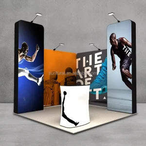 10x10ft Modular Portable Trade Show Exhibition Booth Fabric Backdrop Dye Sublimation Logo Banner Designs Expo