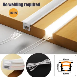 10x10mm Silicone Neon Flex Solder Free Cuttable Plug&Play IP67 DC12V24V Recessed Under Cabinet Kitchen Wardrobe LED Strip Light