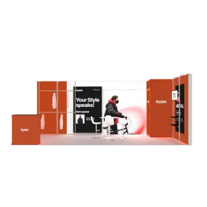 10×20 Modular Aluminum Backlit Trade Show Apparel Display Hanging Rack Portable Clothing Exhibition Booth