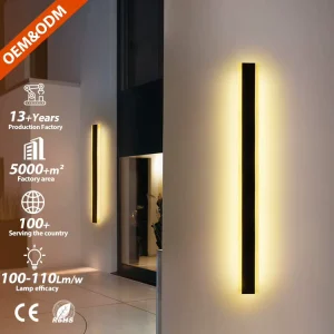 110V 220V Modern Outdoor Exterior Linear Strip Wall Lamp 3000K Warm White Garden Sconce Long LED Wall Light