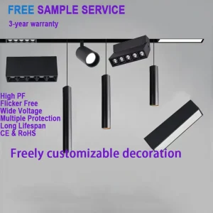 110V 260V DC Aluminum Linear Spotlight Ceiling Surface Recessed Hanging Magnet LED Track Light System with Rail