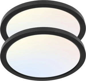 12 Inch LED Round Flat Panel Light 30W Edge Lit Flush Mount Ceiling Light Fixture 3000K 4000K 5000K for Bedroom Kitchen Black