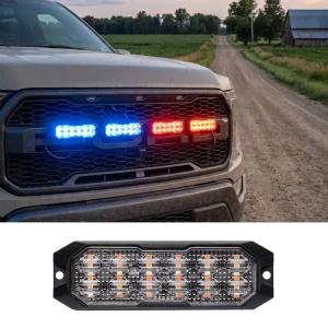 12 Led Smoked Lens Grille Strobe Light ECE R65 XA2 SAE J595 IP6K9K 12-24V Surface Mount Truck Warning 3 Years Warranty