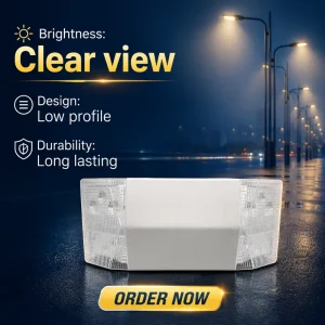 120-277V Double Head LED Emergency Light Lamp Suitable for Warehouse Office Retail Damp US Canada Supply