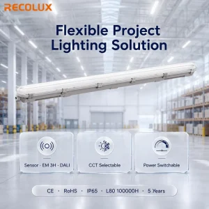 120° Wide Beam LED Tri Proof Light Uniform Industrial Lighting Fixture for Factory Workshop and Basement