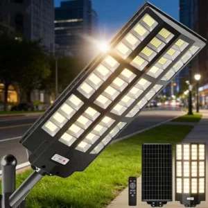 12000W 7000K Super Bright Large All In One Solar Street Light IP66 Waterproof with Integrated Motion Sensor Remote for Outdoor