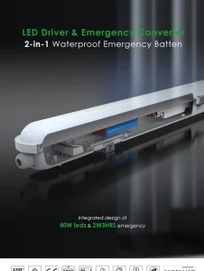 Anti Corrosive Emergency Triproof Light LED IP65 Waterproof Batten Fixture 4FT Linkable Linear Ceiling Lamp for Chemical Plants