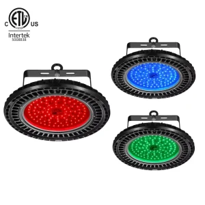 120V DMX512 Control 100W 150W 200W 250W Round UFO ETL Smart RGB RGBW Color Changing High Bay Light For Car Washer