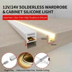 12V 24V 10*10 Silicone LED Light Strip for Home Cabinets and Wardrobes Embedded Type