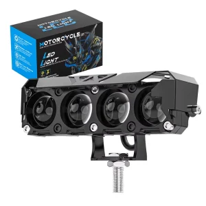 12V/24V Motorcycle LED Spotlight Dual Color Hi Lo Beam Fog Lamps Mini Lens Headlight Driving Light Car Trucks SUV M N M4