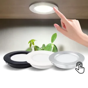12V Dimmable LED Cabinet Puck Light with Touch Dimmer Recessed Aluminum Under Counter Lighting for Kitchen Closet Wardrobe Shelf