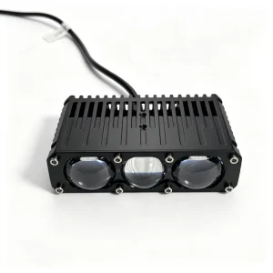12V LED Blue Grille Spotlight DRL with Dual Fans Auxiliary Work Light for Off Road Driving 3 Lens Fog Work Light