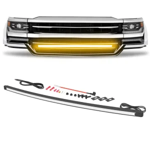 12V Universal White Amber Silverado Grille Light Bar LED Chevy Grille Lights Chevy GM Silverado for 4×4 Accessories