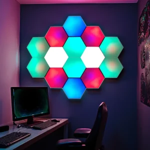 12W 12PCS Hexagon LED Wall Lamp RGB Gaming Lights APP Control for Bedroom Game Room Decorative Lighting