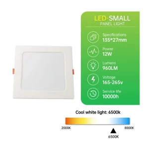 12W 165 265V LED Panel Light 135mm Round Ceiling Lamp 960lm 6500K IC DOB Built in Driver Office Hotel Lighting
