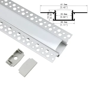 12mm 15mm Width Drywall Gypsum Plaster Ceramic Recessed LED Aluminum Profile Drywall Strip Light Channel
