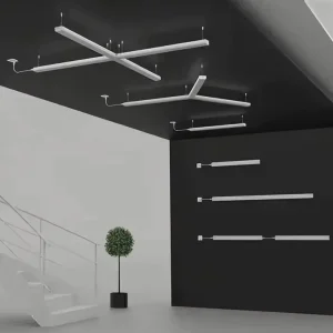 130lm w 0 1 10v DALI UGR<19 130LPW X Y T Z Shape LED Linear Light With Grille Cover Direct Indirect Batten Type