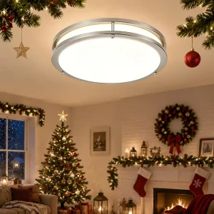 13inch 36W IP44 Modern LED Surface Mounted Dimmable Ceiling Light Brushed Nickel for Kitchen Hallway Bathroom