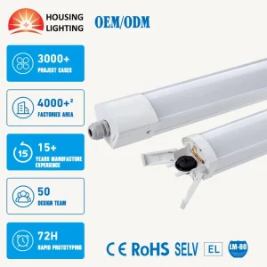 150-195lm/W IP65 Waterproof Industrial LED Tri Proof Led Fixture Linkable CE Certified European Standard