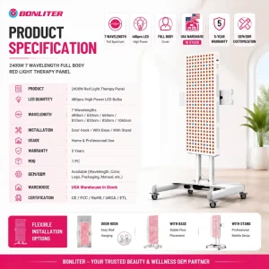 1500W Full Body Red Light Therapy Panel 7 Wavelengths USA Warehouse