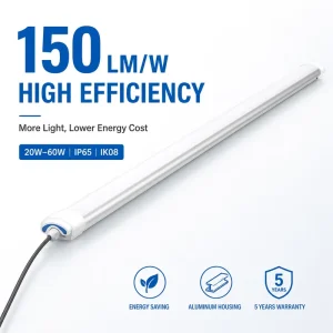 150LM W High Efficiency LED Tri Proof Light IP65 IK08 Aluminum Industrial Linear Lighting Fixture