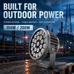 150W 200W LED Outdoor Flood Light IP66 Aluminum Housing U Bracket RGBW Single Color Industrial Landscape Spotlight