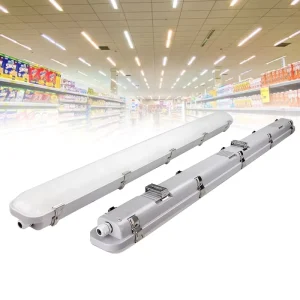 150lm W DLC Premium CB CE P66 Waterproof 0 10V Dimmable Industrial Car Shop Vapor Tight Fixture LED Tri proof Light