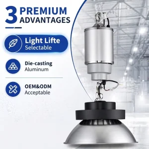15meter 13kg Dual Wire High Ceiling Lamp Grow for Bay Light Remote Controller Lighting Lifter Warehouse Use IP44 2700 6500K