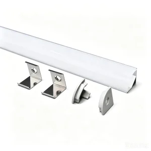 16*16mm 45 Degree Corner V Shape Extrusion LED Aluminum Channel Profile with Black Diffuser for Cabinet & Stair Lighting