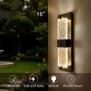 16 Inch LED Outdoor Wall Sconce 5CCT Tunable IP65 Waterproof ETL Listed Exterior Lamp for Villa Patio Balcony Decor