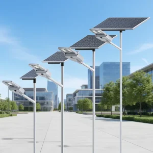 160W IP66 LED Solar Street Light Pole with LiFePO4 Battery for Outdoor Commercial Use in Parking Lot & Road