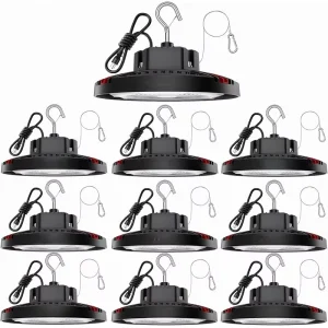 160W UFO High Bay Light IP65 Waterproof Aluminum SMD2835 24000LM 5000K Commercial Lighting Warehouse Garage Workshop 3-Year