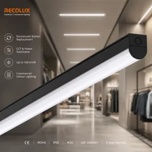 160lm W LED Batten Luminaire CCT Switchable Linear Batten Light For Warehouse Factory Indoor Lighting