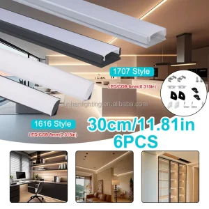 1707(509) 6AW BW LED Light Strips Aluminum Channel With PC Cover Recessed Drywall Plaster Gypsum Led Aluminum Profile