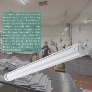 170Lm/W Waterproof LED Linear With Wire Through Linkable 5ft 1500mm LED Triproof Lamp IP65 LED Batten 60W