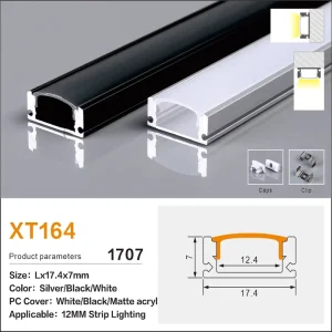 17X07mm Factory Manufactured Versatile Efficient Ceiling LED Profile Channel Anodized Silver for Commercial Suspended Lighting