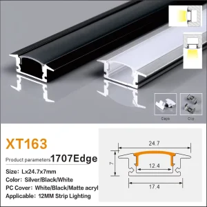 17X7 Edge Source Factory Customized Anodized Aluminum LED Profile Sleek Professional Channel for Indoor Lighting