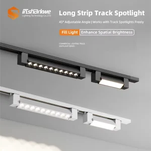 180 Rotatable Long Strip COB Track Light Aluminum Grille Lighting Floodlight 2/3/4-Wire Anti Glare Linear Track Spotlights